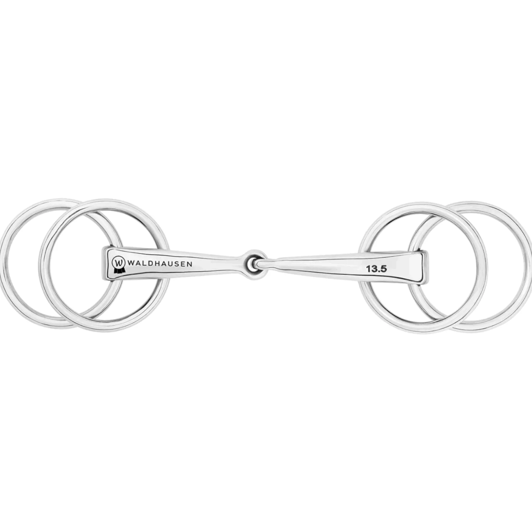 Fahrgebiss mit 4 Ringen, Edelstahl, einfach gebrochen