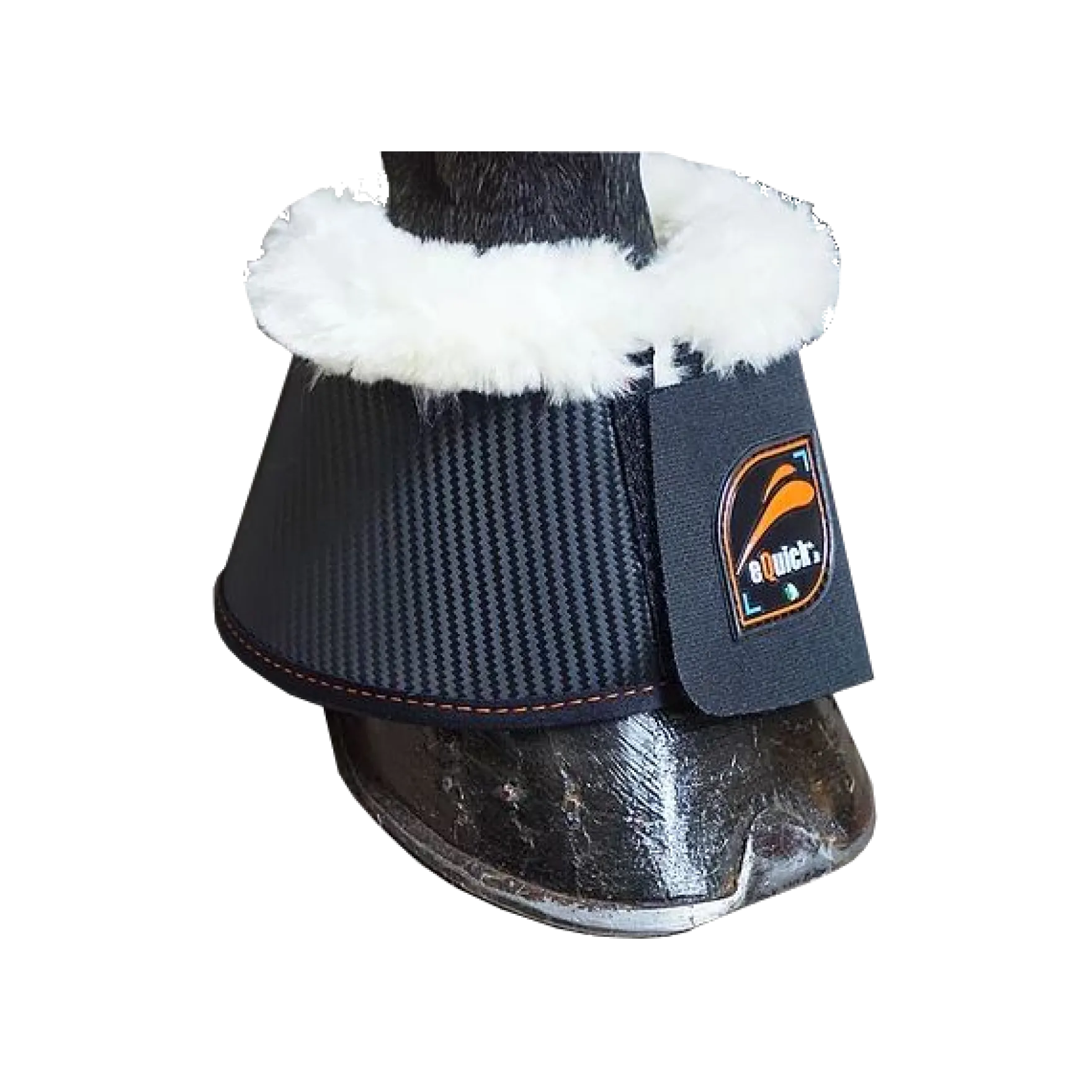 Hufglocken eOverreach Carbon Fluffy, Springglocken, mit Kunstfell