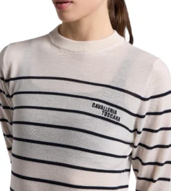 Pullover Damen CT Stripe Jacquard Merinos Crew Neck FS26, Merinowolle