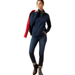 Pullover Damen Team EQ 1/2 Zip, Fleecepullover