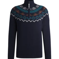 Pullover Herren Troyer HW25, Strickpullover, Norweger Muster