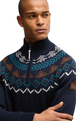 Pullover Herren Troyer HW25, Strickpullover, Norweger Muster