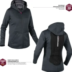 Rückenschutzjacke Damen, Rückenprotektor, Sweatjacke, Fleecejacke