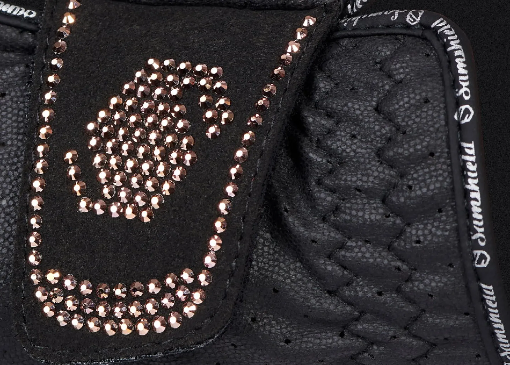 Reithandschuhe V-Skin Swarovski Rosegold, Kunstleder, Glitzer