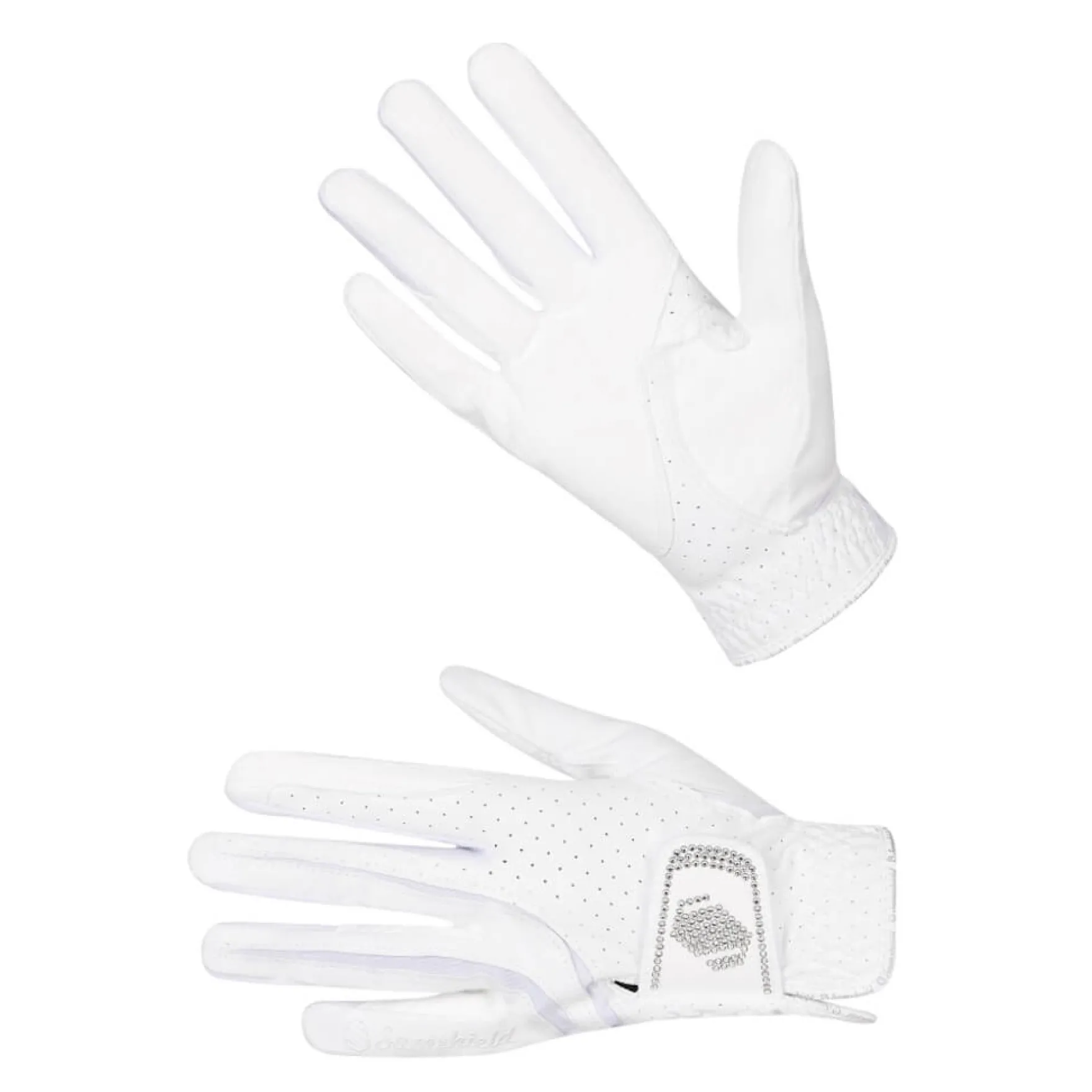 Reithandschuhe V-Skin Swarovski Ton-in-Ton, Kunstleder, Glitzer