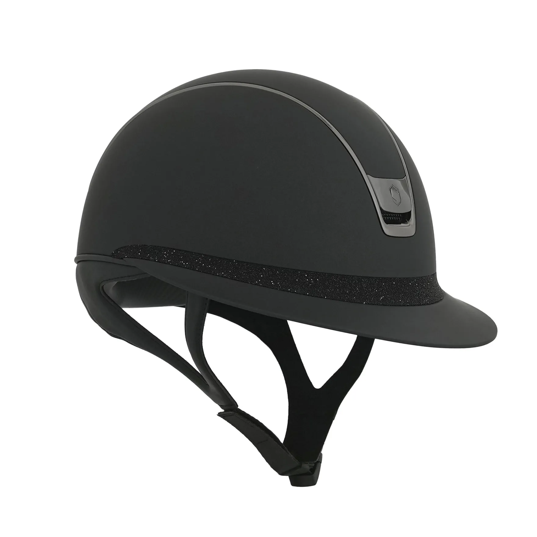 Reithelm Miss Shield 2.0 Shadowmatt, FB Crystal Fabric Swarovski, Trim+Blason Black Chrome