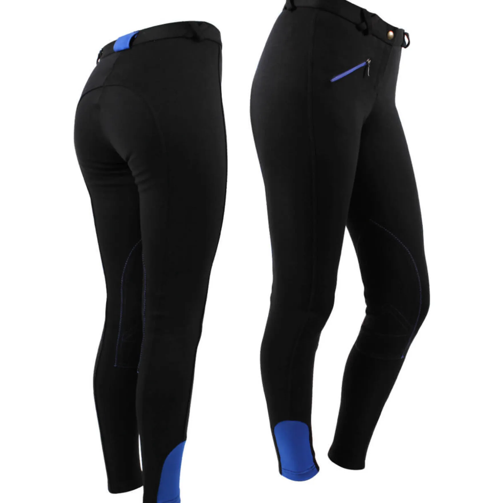 Reithose Damen Adult, Kniebesatz, Stoff