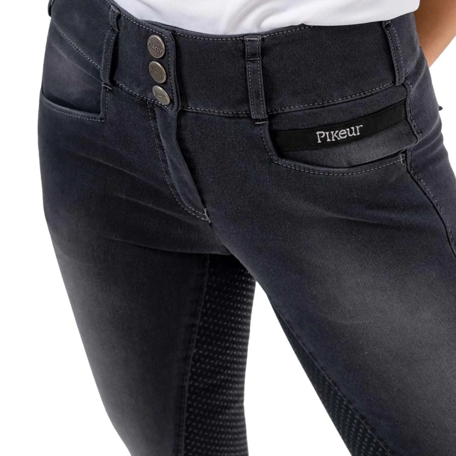 Reithose Damen Candela Jeans DuraGrip, Vollbesatz, Full-Grip