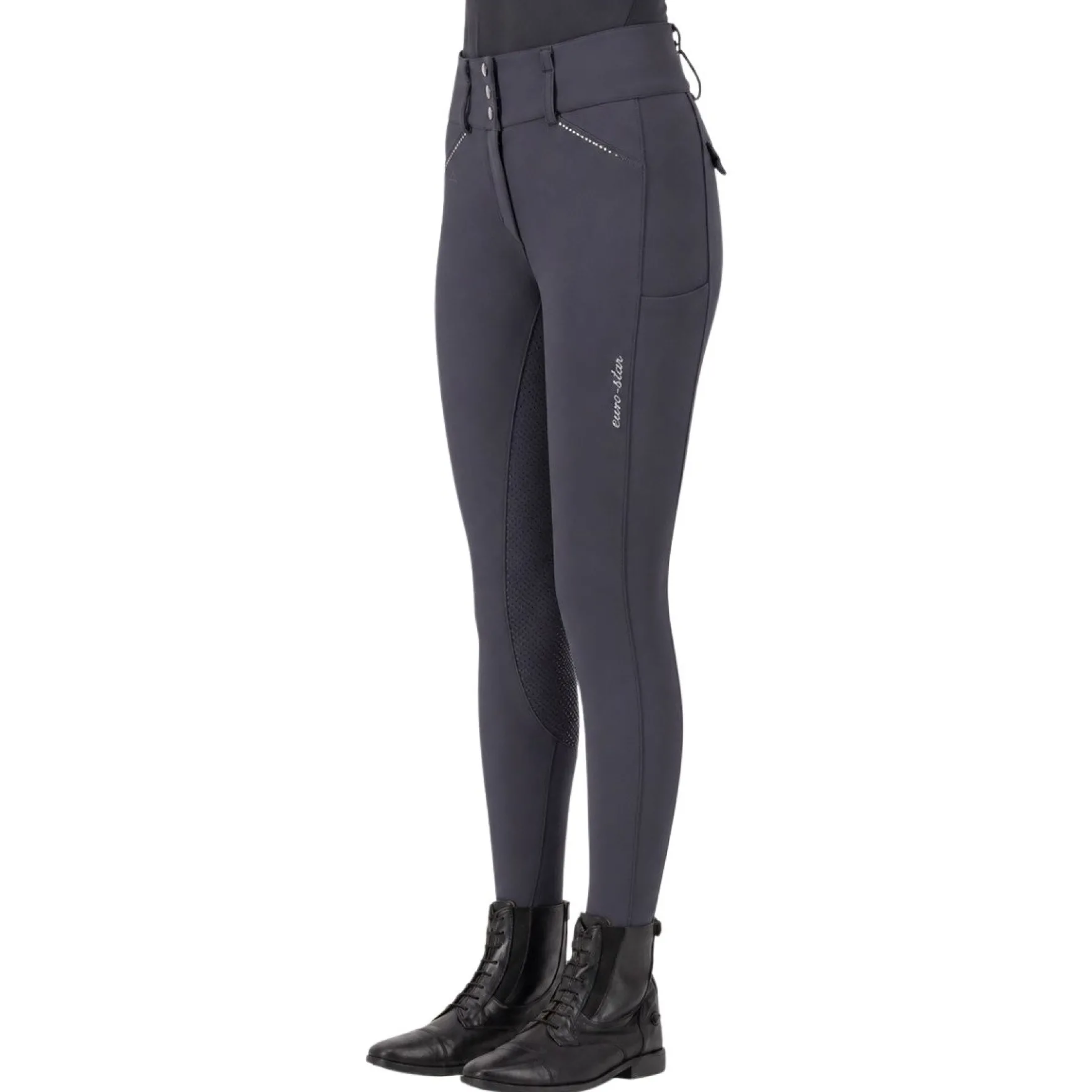 Reithose Damen ESAurelle Diamond, Vollbesatz, Full-Grip, High Waist