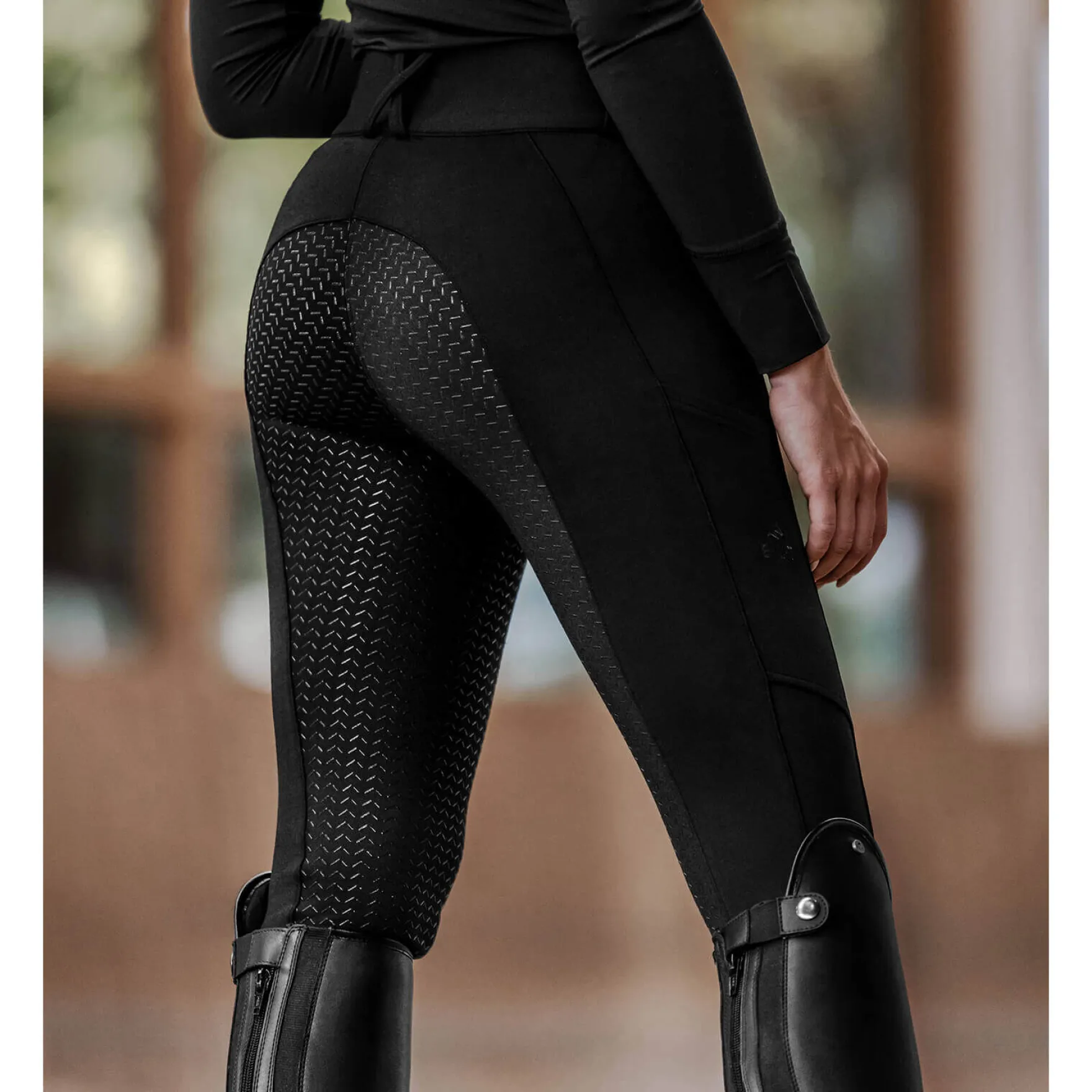 Reithose Damen Essential, High Waist, Vollbesatz, Full-Grip