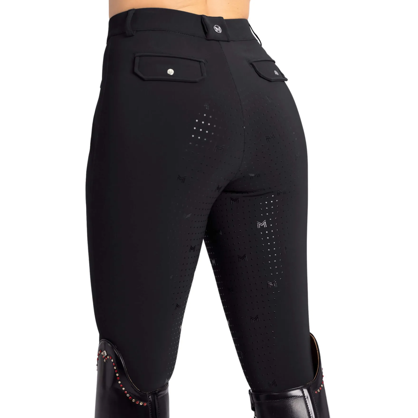 Reithose Damen Geo, Vollbesatz, Full-Grip, High Waist