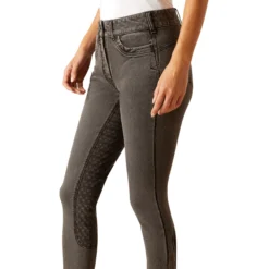 Reithose Damen Halo G Denim, Jeansreithose, Vollbesatz, Full-Grip