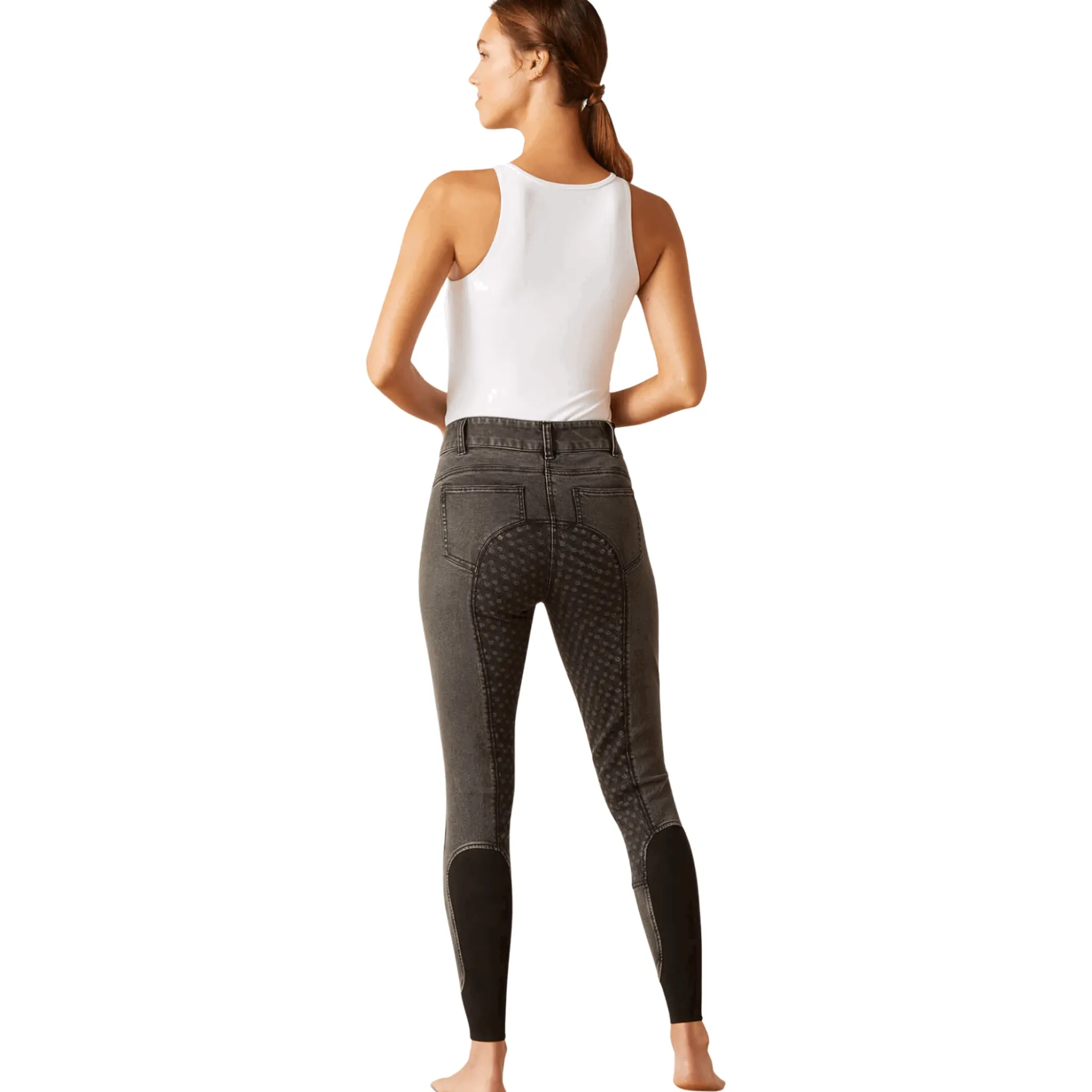 Reithose Damen Halo G Denim, Jeansreithose, Vollbesatz, Full-Grip