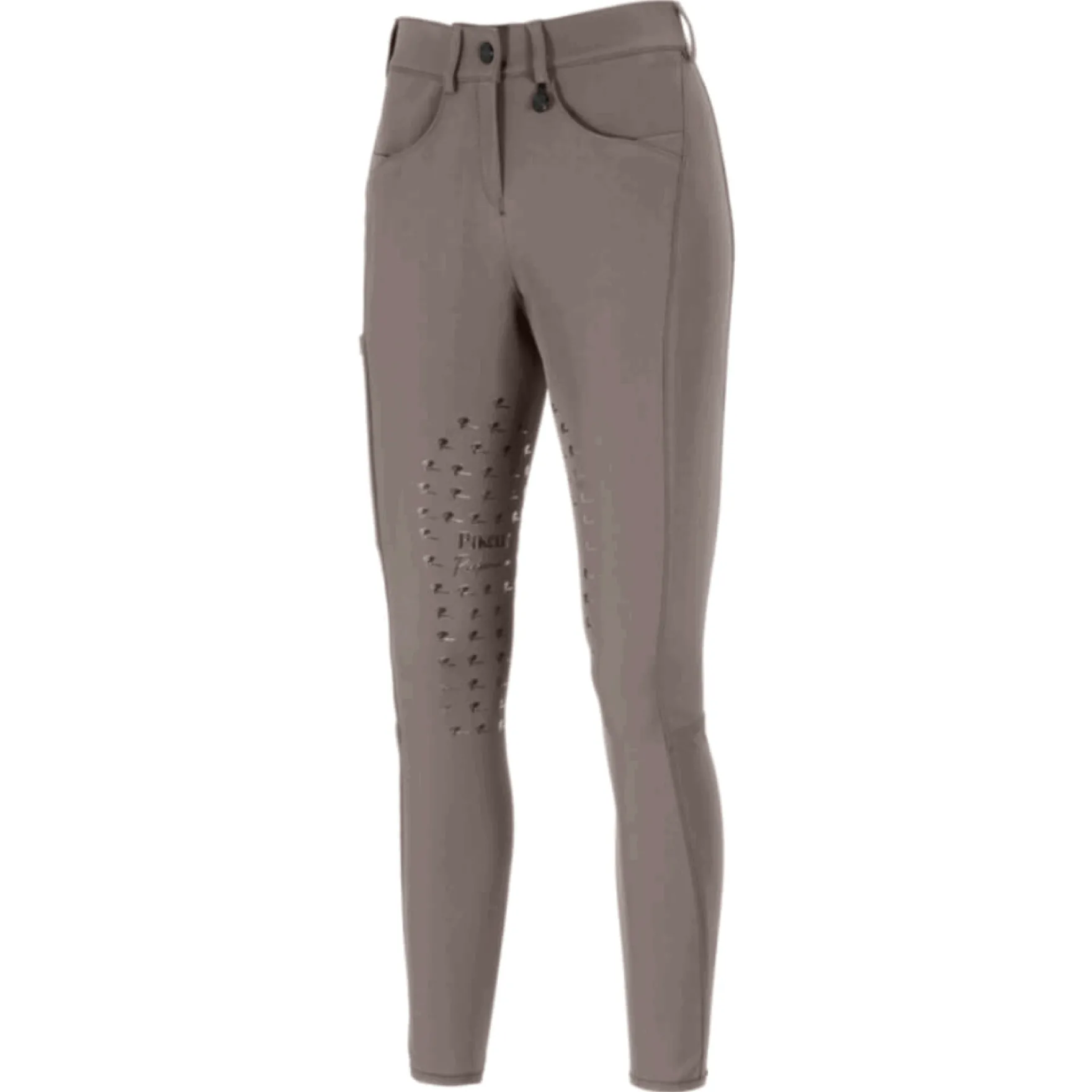 Reithose Damen Oliva Athleisure, Kniebesatz, Siebdruck-Besatz