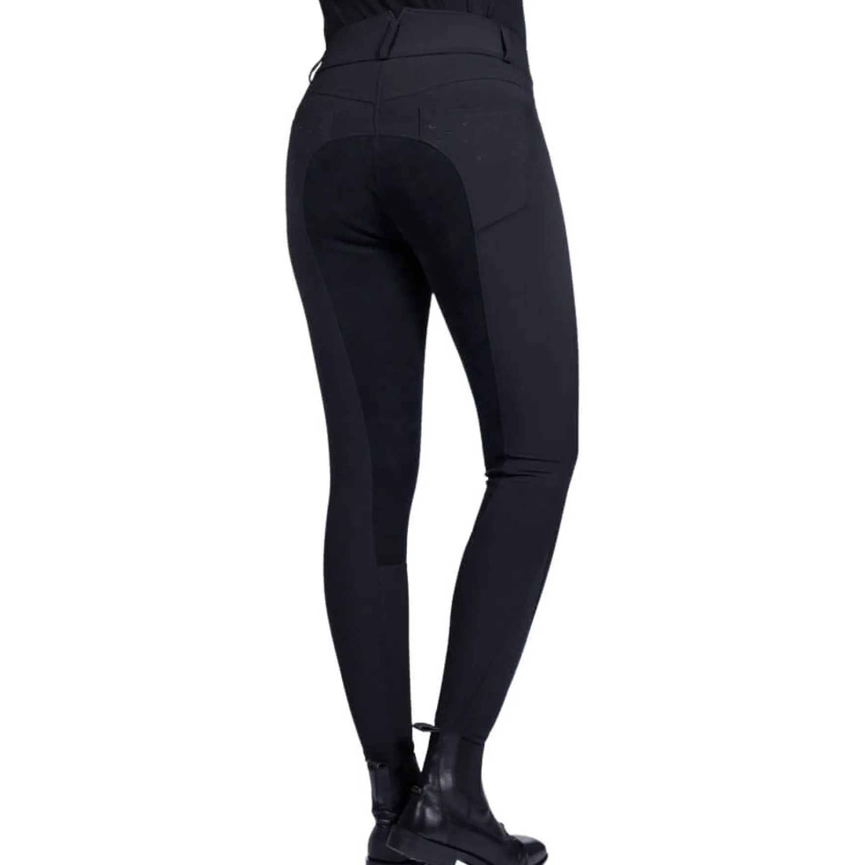 Reithose Damen Savona Style Alos, High Waist, Vollbesatz, Kunstlederbesatz
