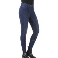 Reithose Kinder Summer Denim, Jeansreithose, Vollbesatz, Full-Grip