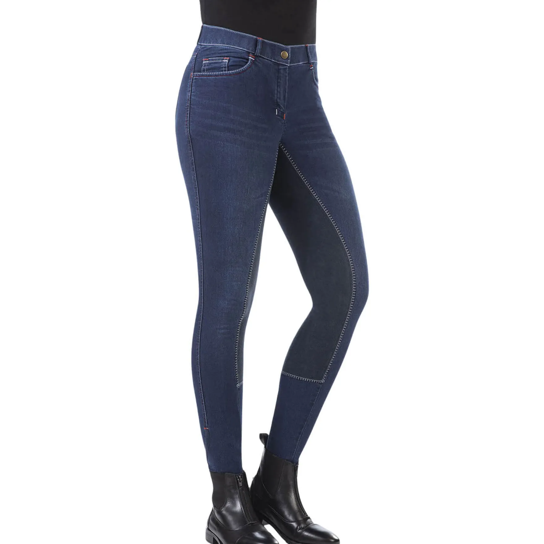 Reithose Kinder Summer Denim, Jeansreithose, Vollbesatz, Full-Grip