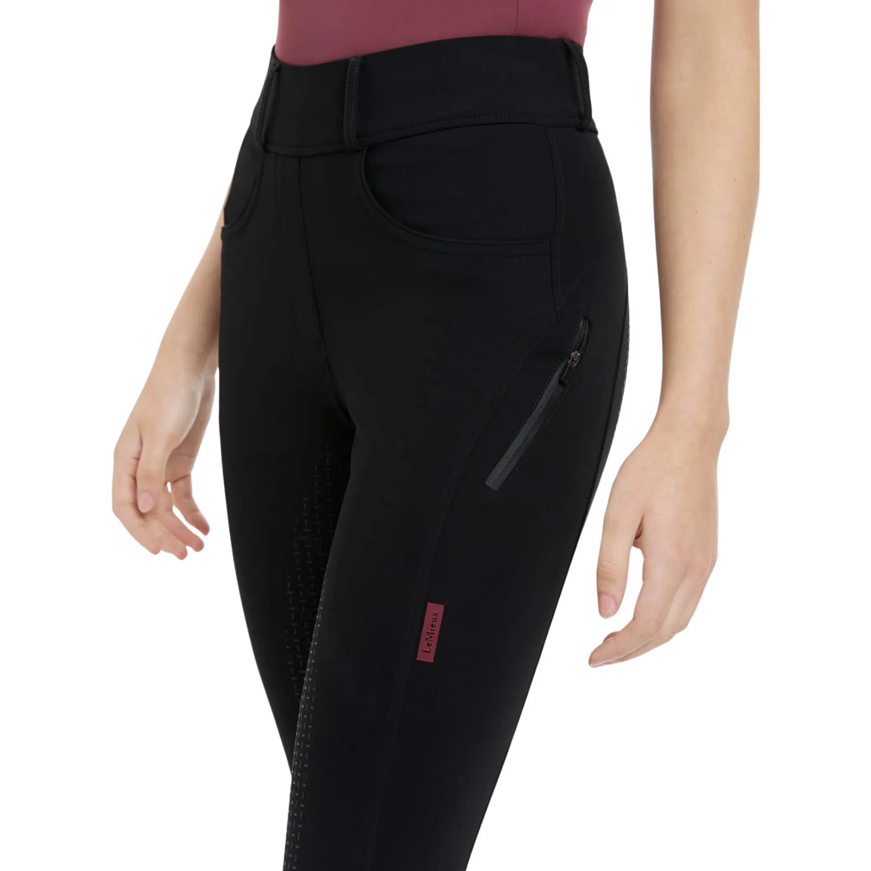 Reitleggings Damen Amy Breggings, High Waist, Vollbesatz, Full-Grip