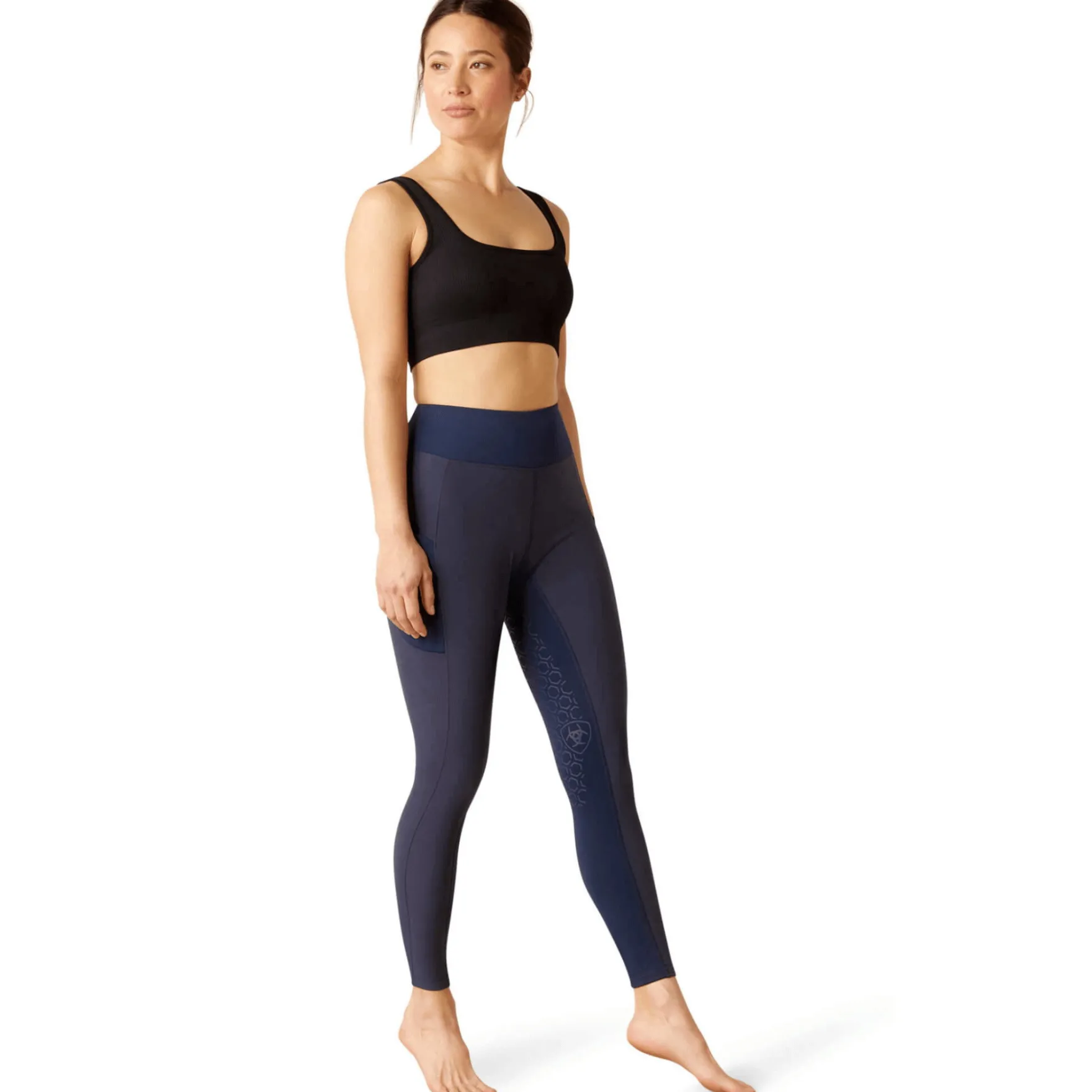 Reitleggings Damen Boreas, Teilbesatz, Half-Grip, High Waist