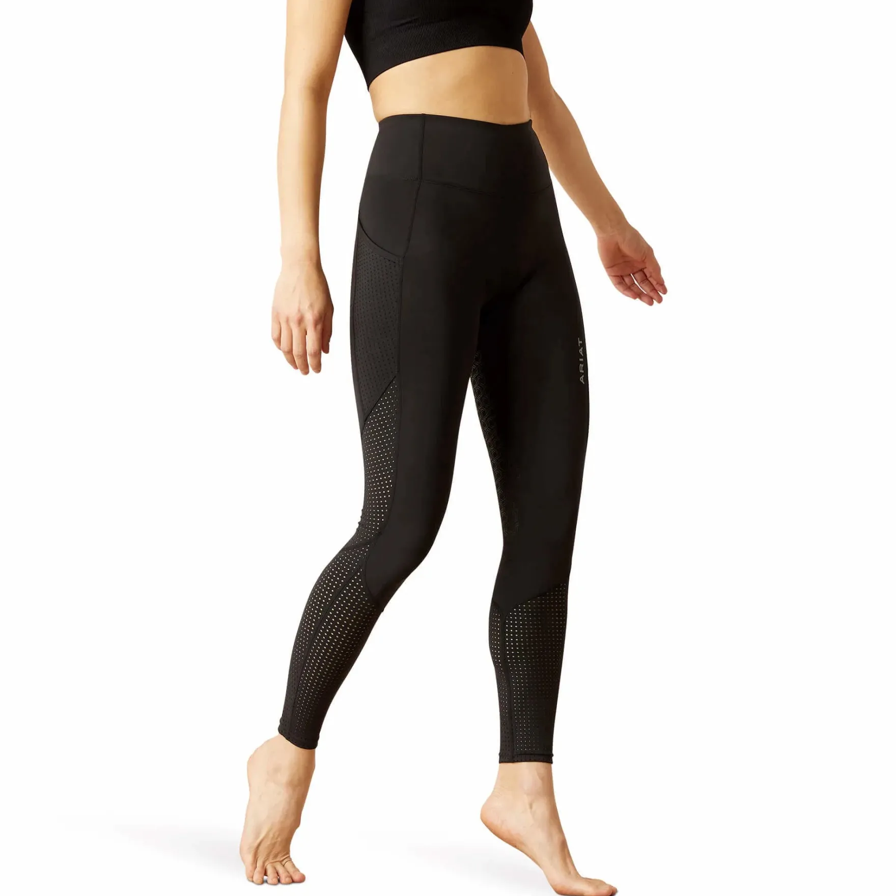 Reitleggings Damen Breathe EOS, Teilbesatz, Half-Grip, High Waist