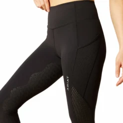 Reitleggings Damen Breathe EOS, Teilbesatz, Half-Grip, High Waist