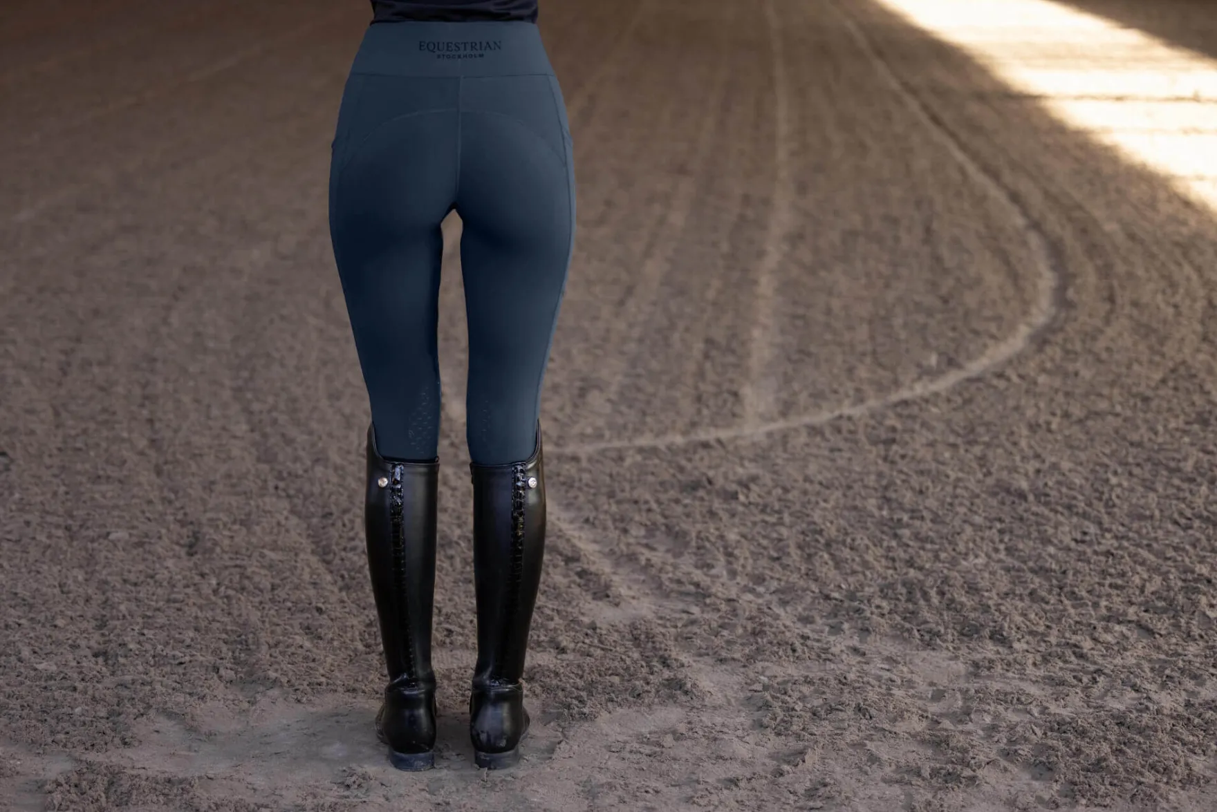 Reitleggings Damen Jump Movement Grey, Kniebesatz, Knee-Grip