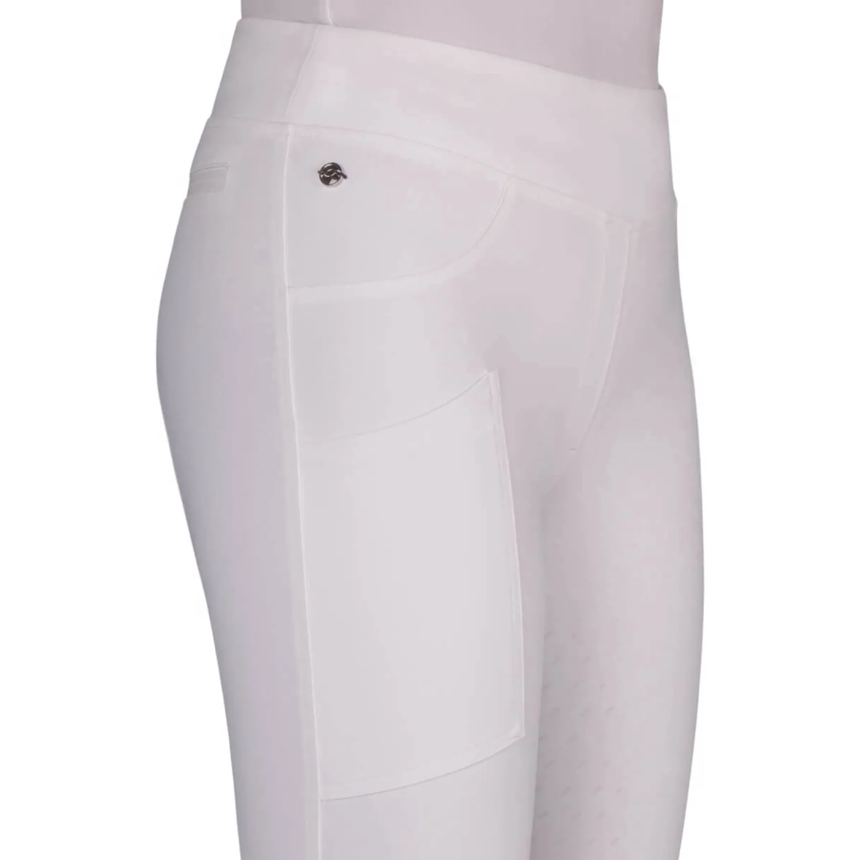 Reitleggings Damen Kae, Turnierreitleggings, Teilbesatz, Half-Grip