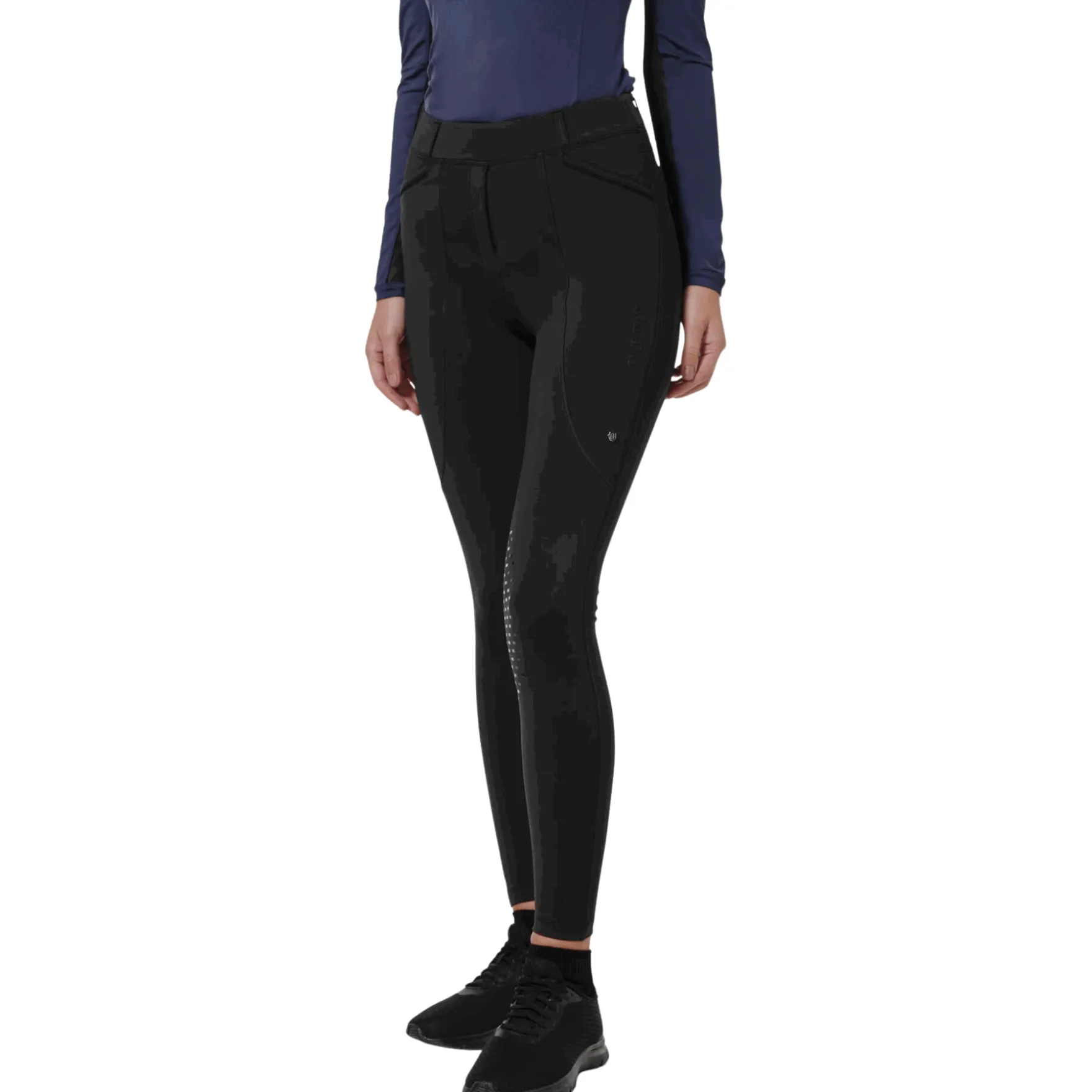 Reitleggings Damen Premium, Kompression, Kniebesatz, Knee-Grip