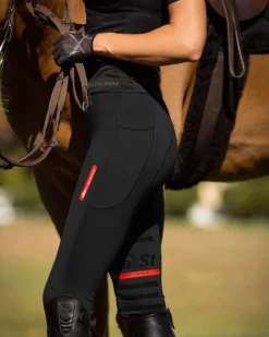 Reitleggings Damen Reggings R1, Kniebesatz, Knee-Grip