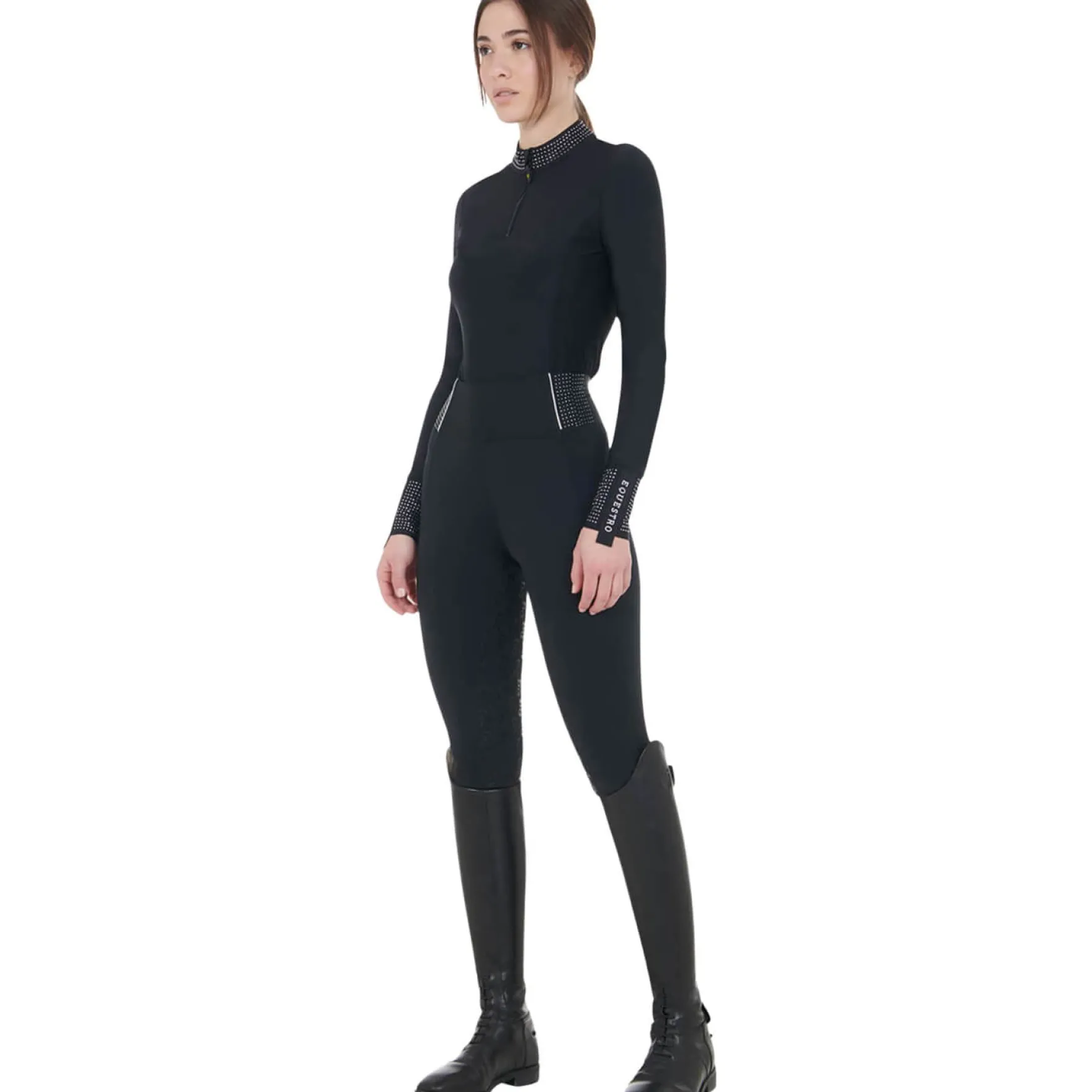 Reitleggings Damen Slim Fit Rhinestones FS26, Vollbesatz, Full-Grip, High Waist
