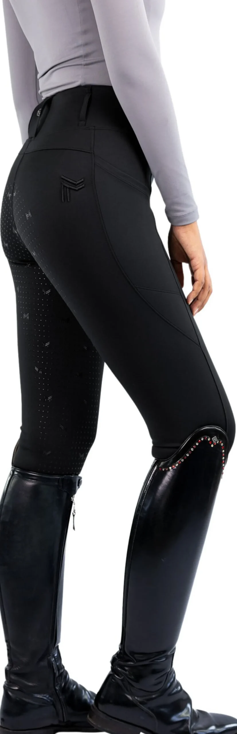 Reitleggings Damen Studio Riding, Vollbesatz, Full-Grip