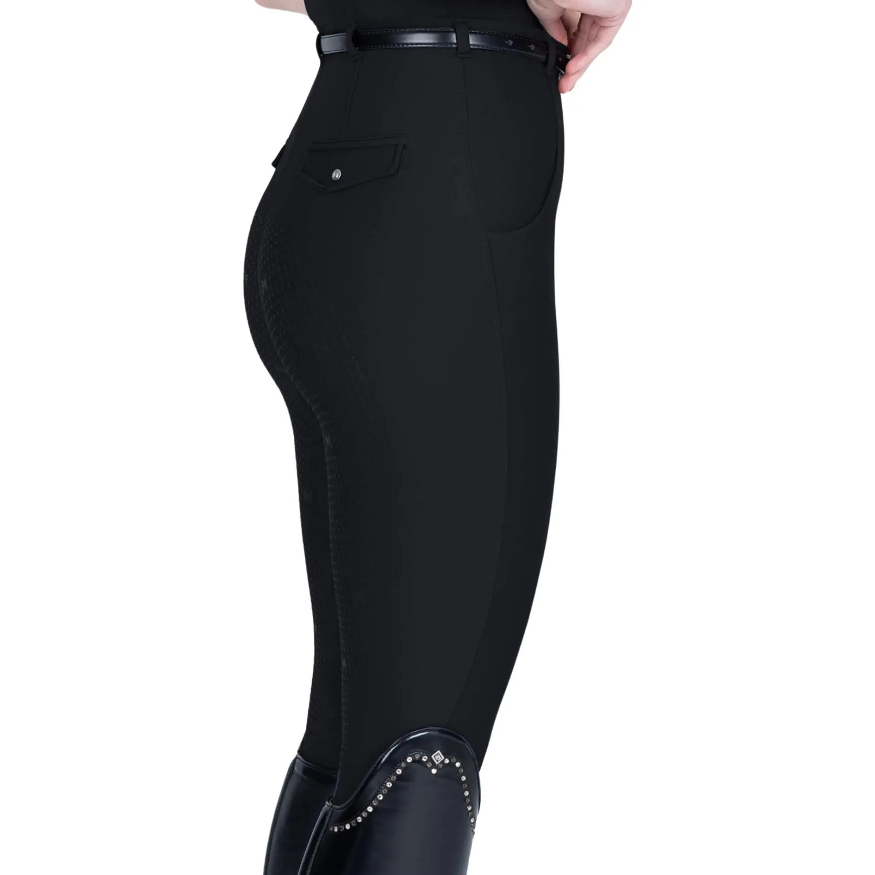 Reitleggings Damen Velya, Vollbesatz, Full-Grip, mit Gürtel