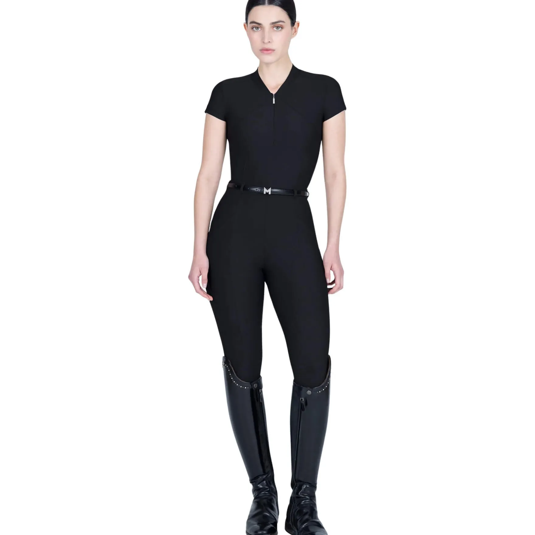Reitleggings Damen Velya, Vollbesatz, Full-Grip, mit Gürtel