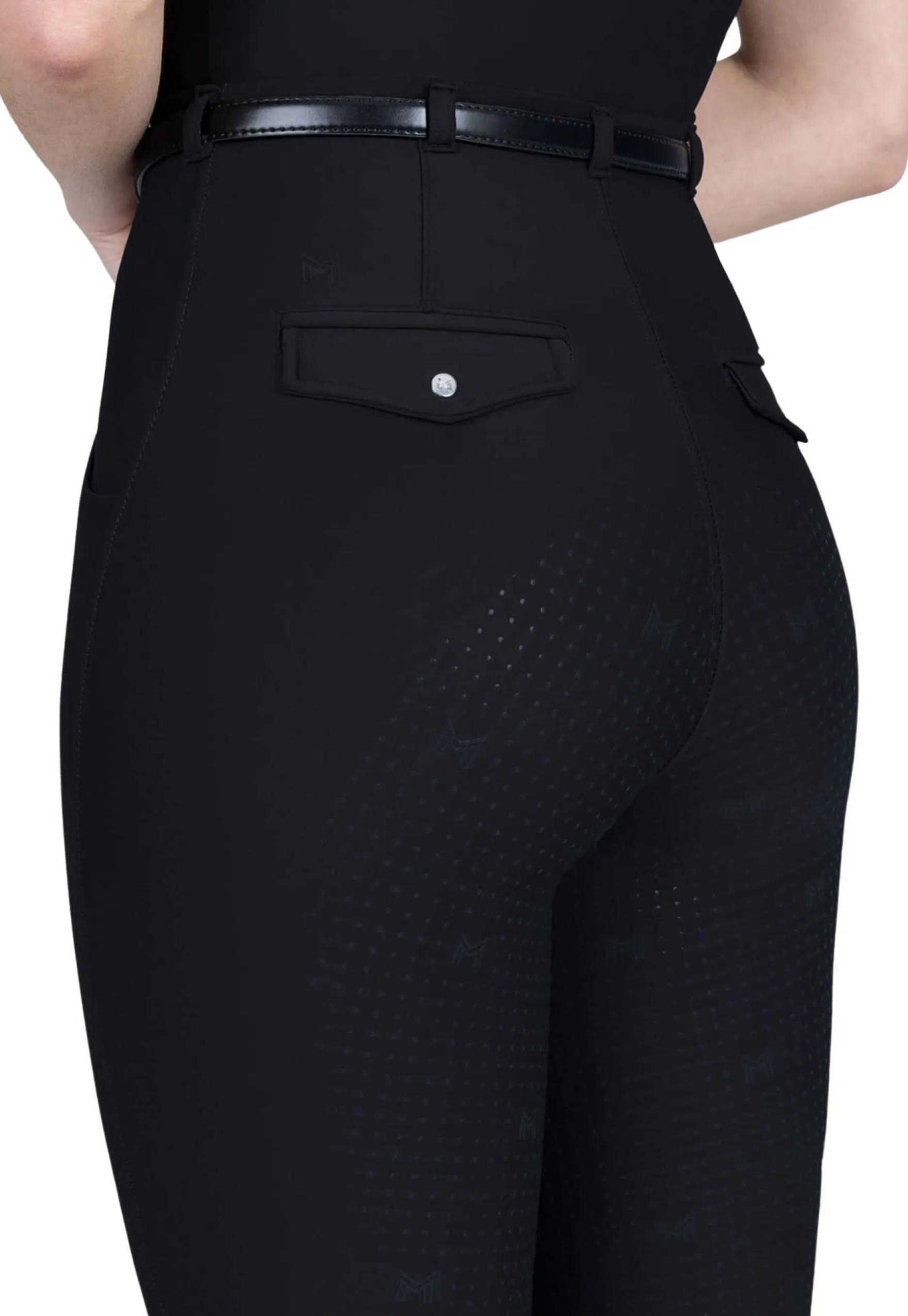Reitleggings Damen Velya, Vollbesatz, Full-Grip, mit Gürtel