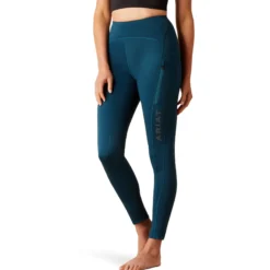 Reitleggings Damen Venture Thermal HW23, Teilbesatz, Half-Grip, Thermoreitleggings