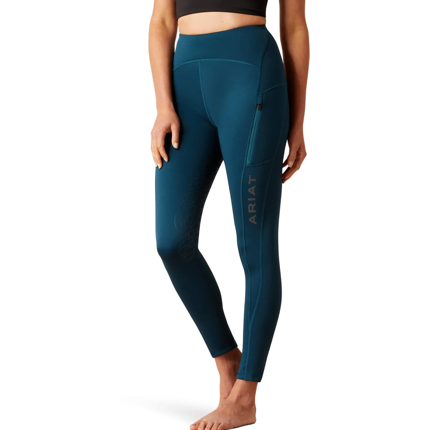 Reitleggings Damen Venture Thermal HW23, Teilbesatz, Half-Grip, Thermoreitleggings