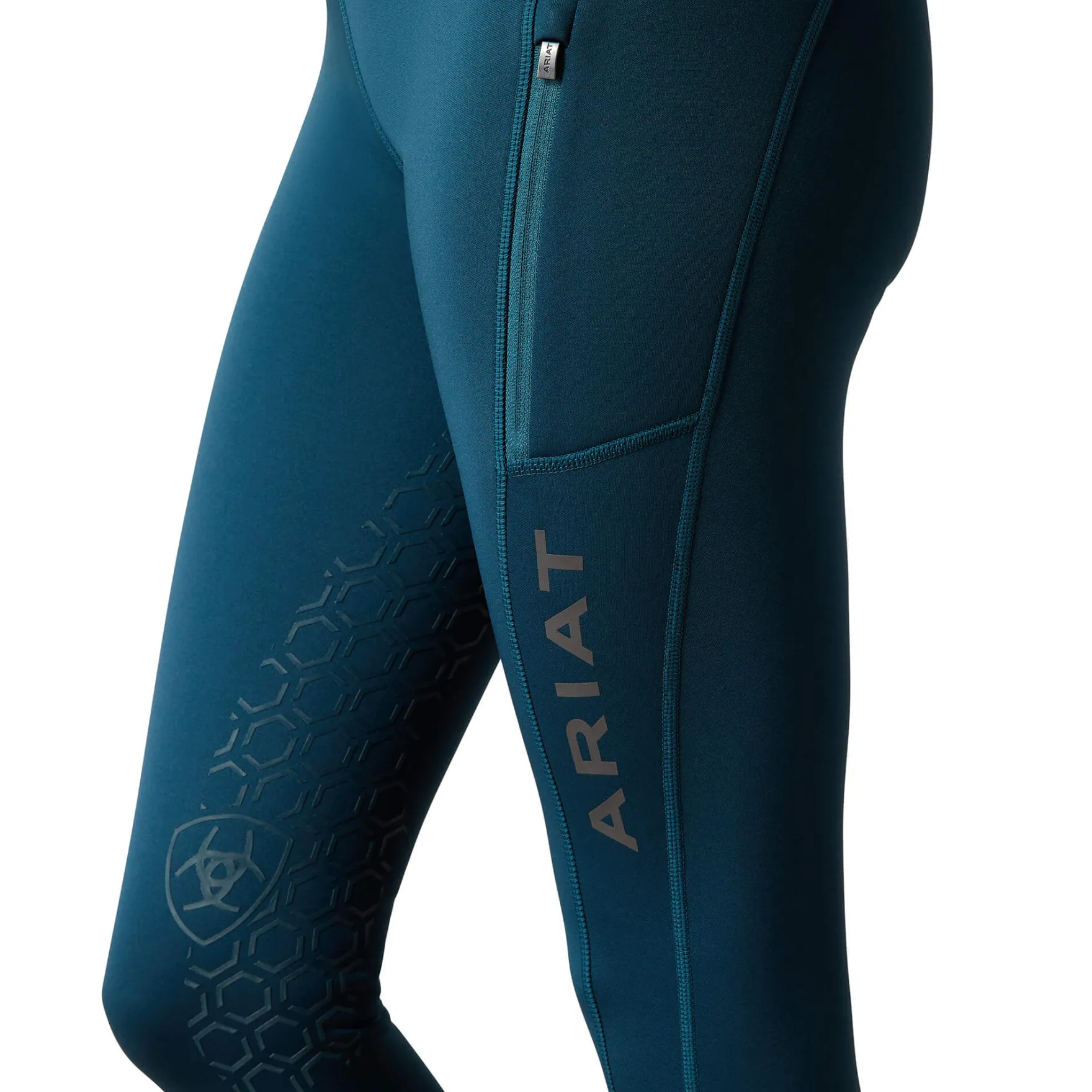 Reitleggings Damen Venture Thermal HW23, Teilbesatz, Half-Grip, Thermoreitleggings