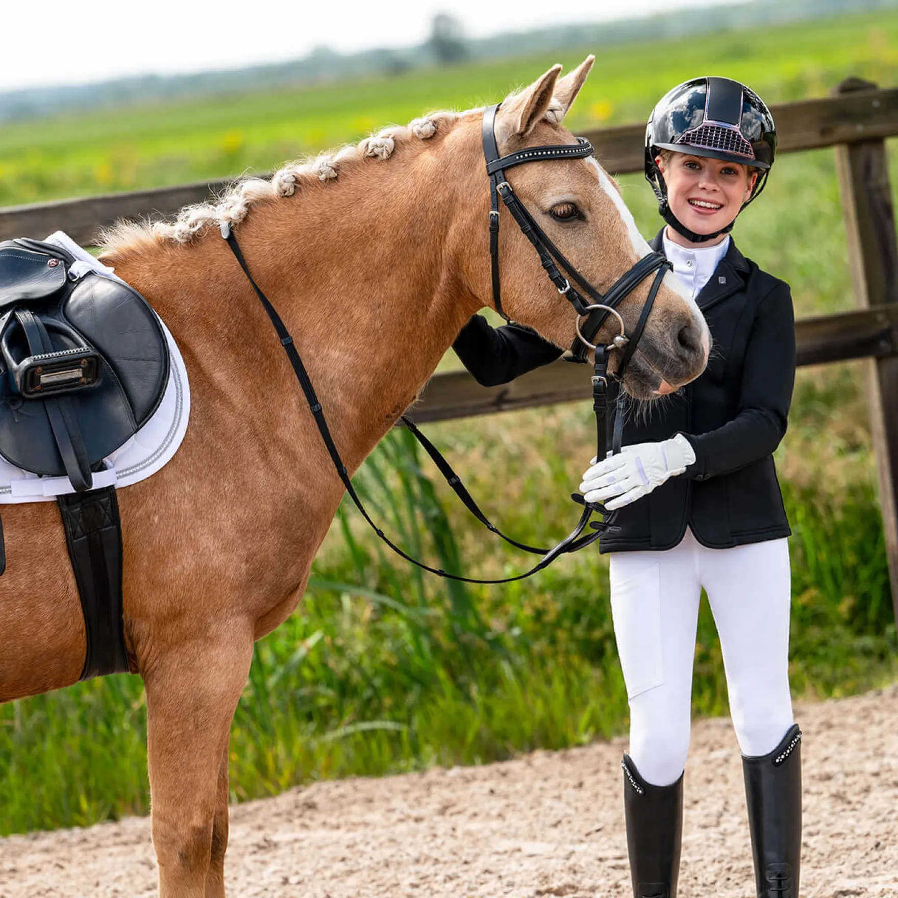 Reitleggings Kinder Eden, Vollbesatz, Full-Grip, Turnierreitleggings