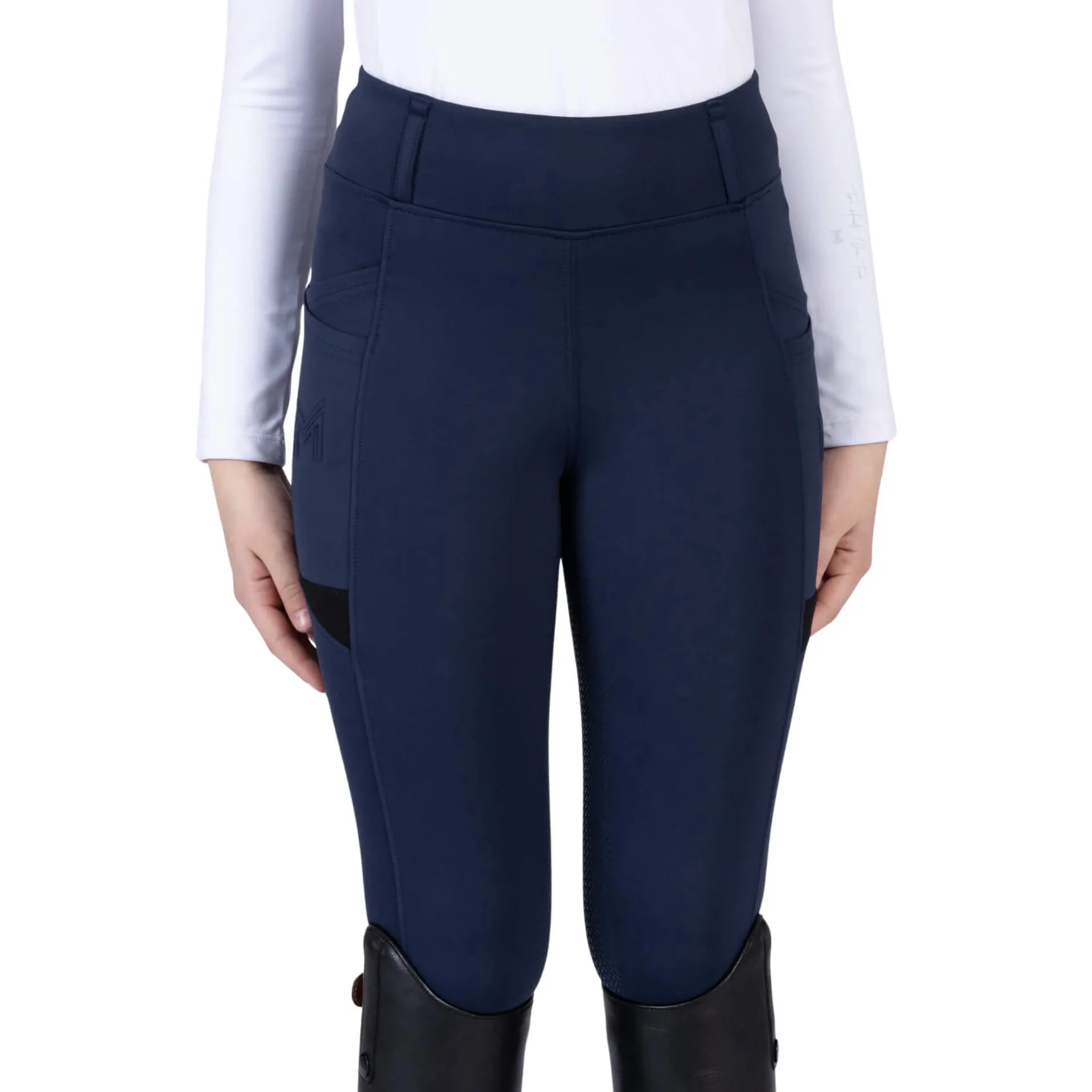 Reitleggings Kinder Tech, Vollbesatz, Full-Grip, High Waist