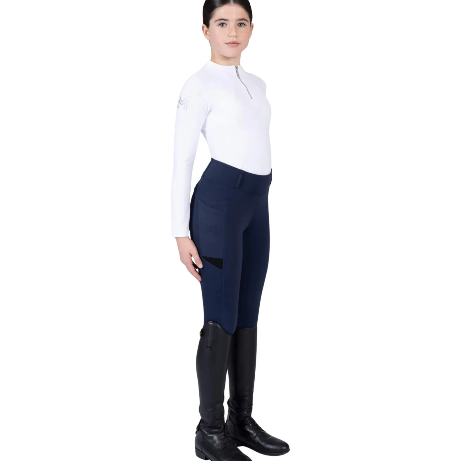 Reitleggings Kinder Tech, Vollbesatz, Full-Grip, High Waist