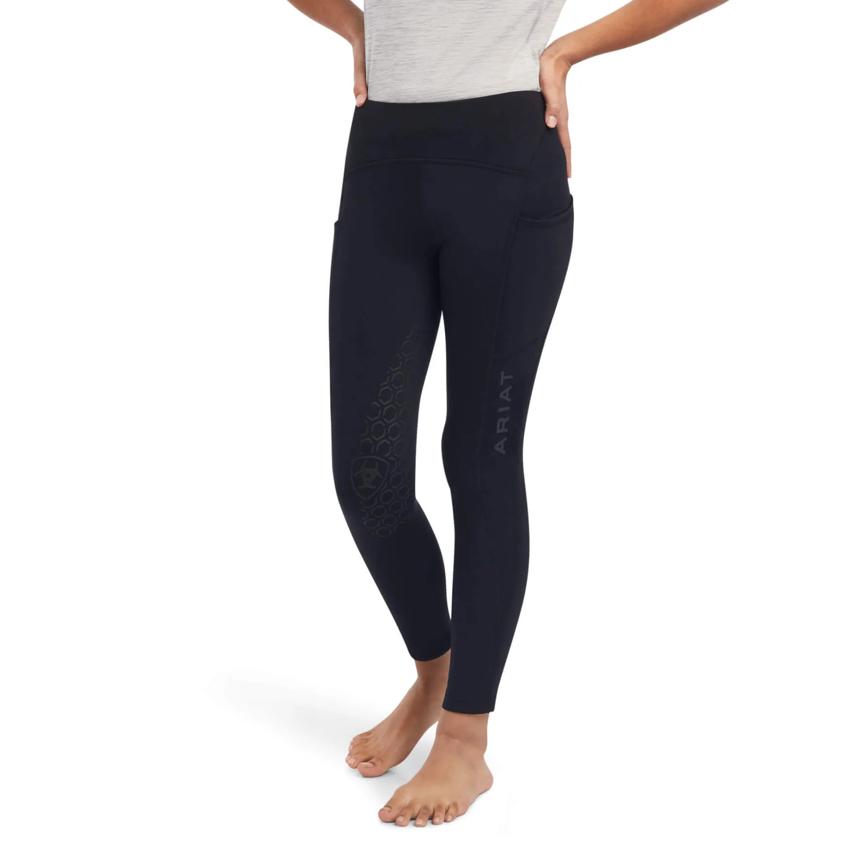 Reitleggings Kinder Venture Thermal, Thermoreitleggings, Kompression, Teilbesatz, Half-Grip