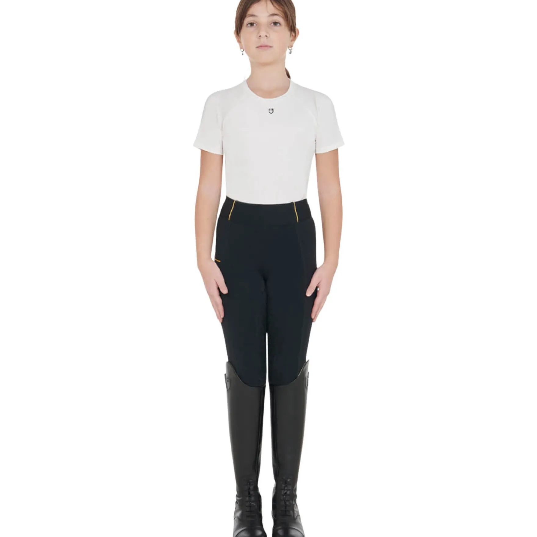 Reitleggings Mädchen Slim Fit FS26, Vollbesatz, Full-Grip, High Waist