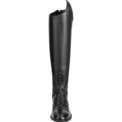Reitstiefel Damen Curvy AM, Lederreitstiefel, Schwarz