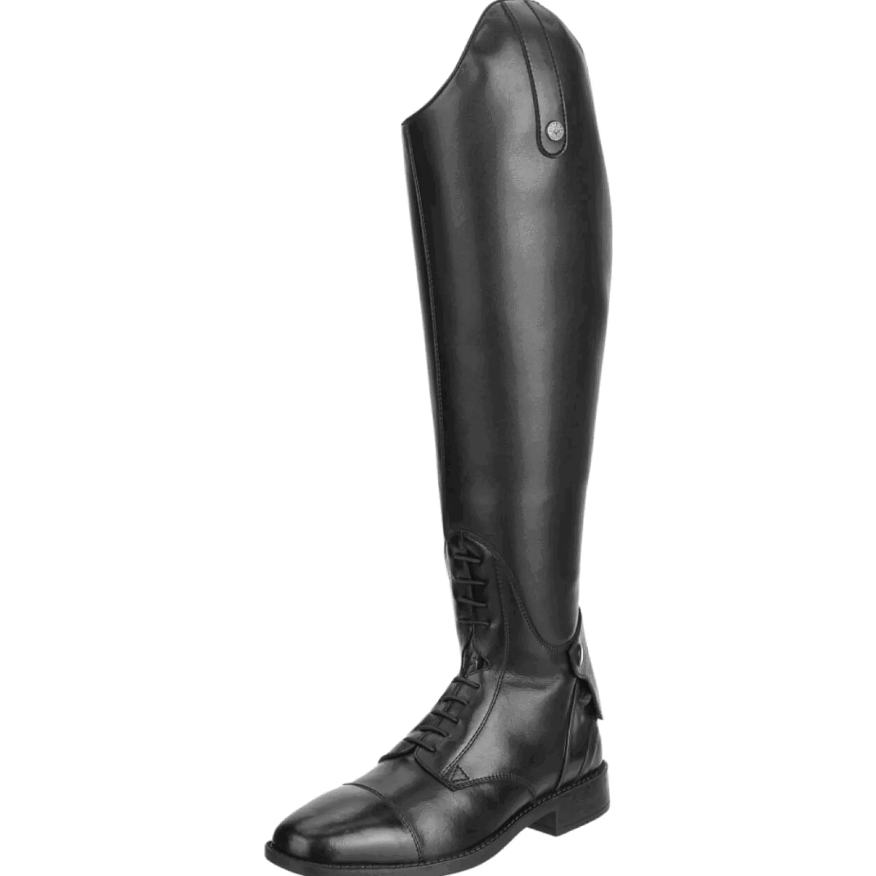 Reitstiefel Damen Curvy AM, Lederreitstiefel, Schwarz