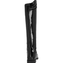 Reitstiefel Damen Lamira, Lederreitstiefel, Lack, Schwarz