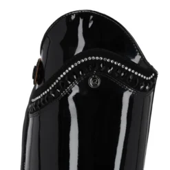 Reitstiefel Damen Lamira, Lederreitstiefel, Lack, Schwarz