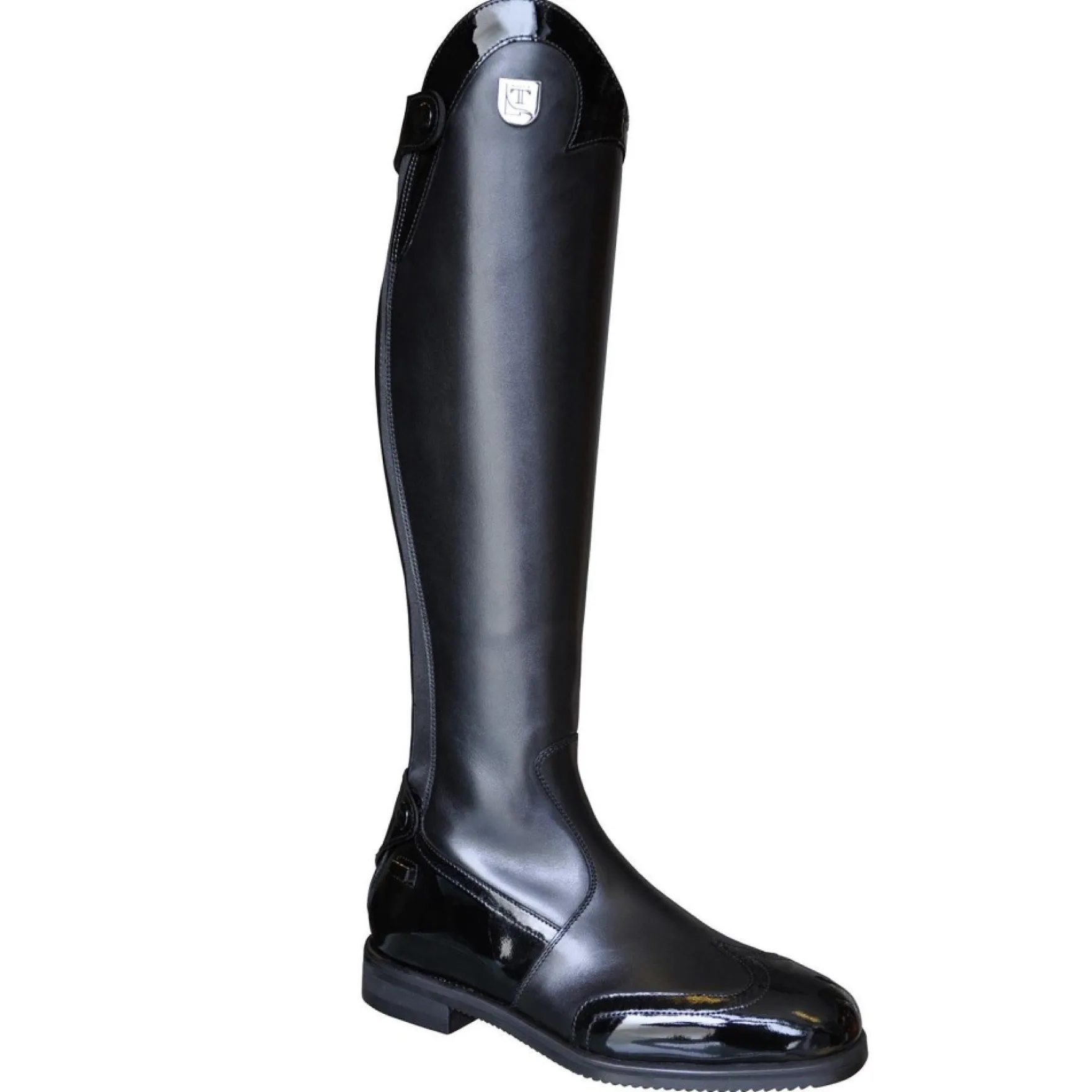 Reitstiefel Damen Marilyn Lack, Lederreitstiefel, Schwarz
