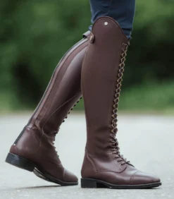 Reitstiefel Damen Portland Polo, mit Schnürung, Braun