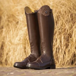 Reitstiefel Romy Junior, Lederreitstiefel, Mädchen, Damen, Braun