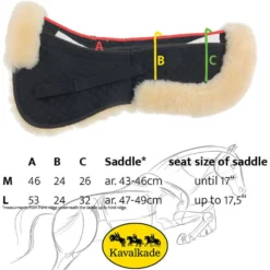 Sattelpad, Lammfellpad, medizinisches Lammfell, mit Taschen